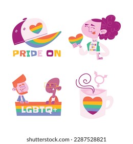 Stolz Monat Feiern Element. fröhlicher Stolz Tag. Feiern und Gedenken an lesbischen, schwulen, bisexuellen und transsexuellen Stolz. LGBT Pride Monat. Vektorgrafik-Design. Juni. Etikett, Aufkleber.