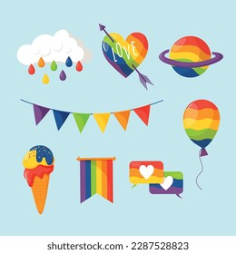 pride month celebration element. happy pride day. celebration and commemoration of lesbian, gay, bisexual, and transgender pride. LGBT Pride Month. vector illustration design. June. Label, sticker.