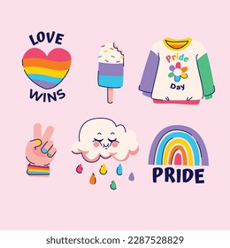 pride month celebration element. happy pride day. celebration and commemoration of lesbian, gay, bisexual, and transgender pride. LGBT Pride Month. vector illustration design. June. Label, sticker.