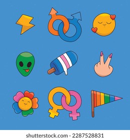 pride month celebration element. happy pride day. celebration and commemoration of lesbian, gay, bisexual, and transgender pride. LGBT Pride Month. vector illustration design. June. Label, sticker.