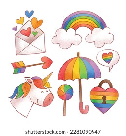 pride month celebration elements. concept. happy pride day. celebration and commemoration of lesbian, gay, bisexual, and transgender pride. LGBT Pride Month. vector illustration. June. Label, sticker.
