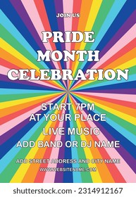 Pride month celebration party flyer poster social media post design