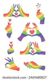 Pride Month Celebration Rainbow Hand Love Sign