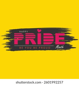 Pride Month Celebration Typography with Heart and Brush Stroke