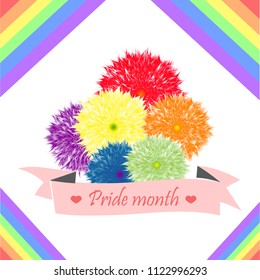 Pride month colorful flowers vector design illustration