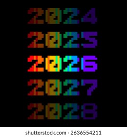 Pride Month Countdown for Future Years, Black Background, Pixel Art Style