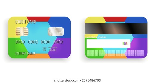 Pride Month Credit bank card template design. Pride Month holiday banking Card isolated white background. 3D vector Credit Card.