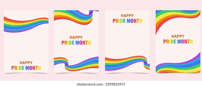 Pride month day background with curve and flag for postcard social media