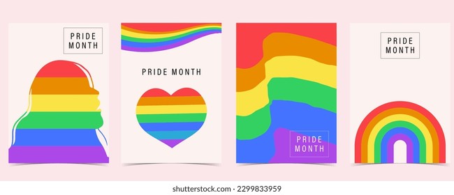 Pride month day background with heart and woman for postcard social media