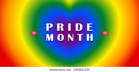 Pride month design Heart gradient blurred background. Vector illustration.