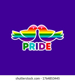 Pride Month Design, love birds shape pride sticker. Symbol Illustration Design
