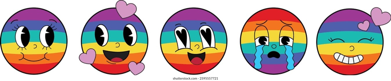 Pride Month Emoji Retro style.