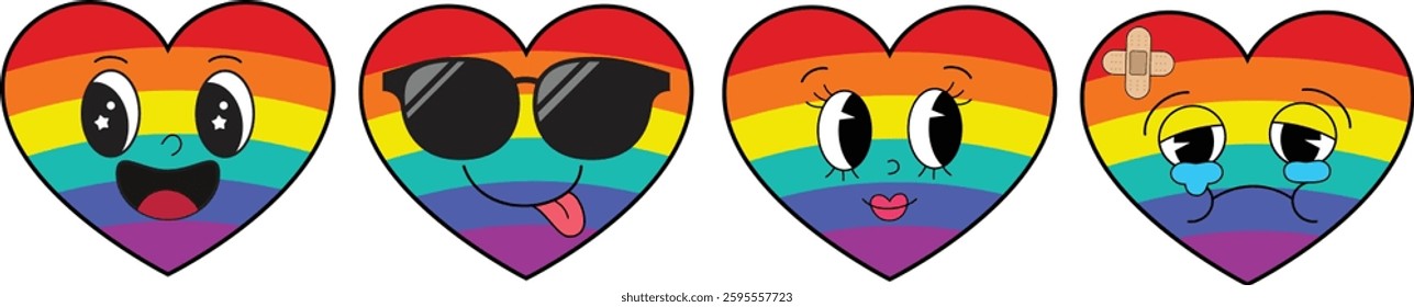 Pride Month Emoji Retro style.