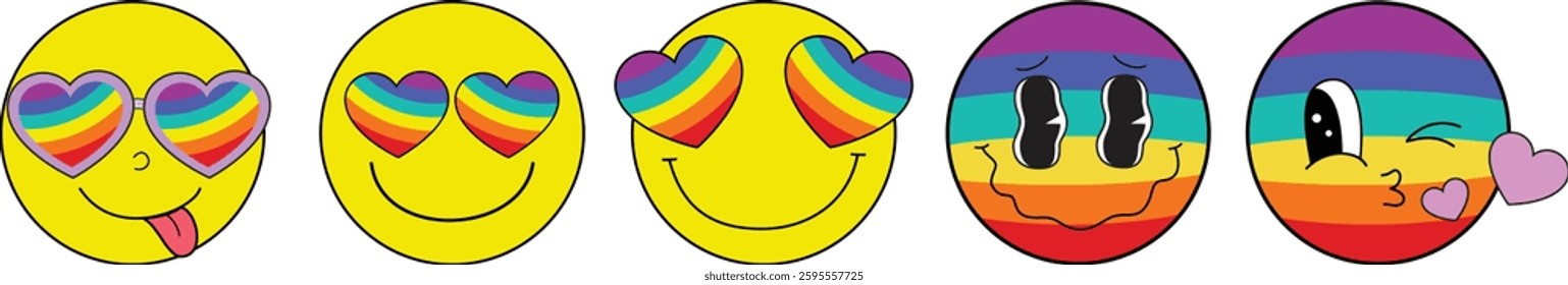 Pride Month Emoji Retro style.