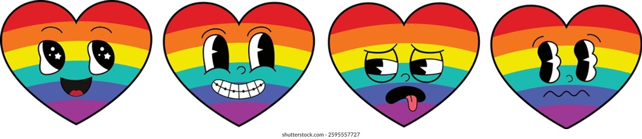 Pride Month Emoji Retro style.