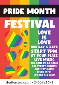 Pride month festival flyer poster social media post design