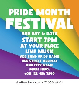 pride month festival poster  flyer or social media post design