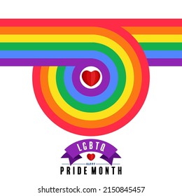 pride month with flag rainbow in flat design.