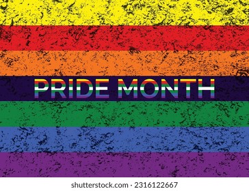 Pride month flag. Stand Up for Pride vector design with texture background. flags and signs of LGBT society support and transgender community.