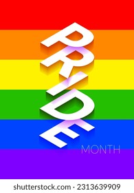 Pride Month Flag Text Poster. Vector Illustration of Modern Conceptual Promotion. Gay and LGBT Support. 