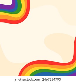 Pride month frame for text, LGBTQ+ flat style symbols with pride flags, gender signs, rainbow,LGBTQ pride community Symbols, Vector illustration EPS 10