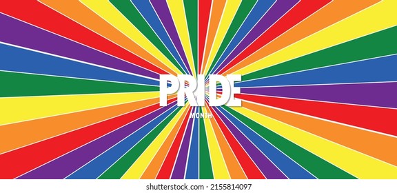 PRIDE MONTH gradient rainbow background. LGBT flag. Template design, vector illustration. Love wins. Colorful symbols. Gay pride collection. Banner. Copy space.