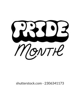 Pride Month hand lettering, festive phrase of LGBTQ pride in vector, gay parade slogan 