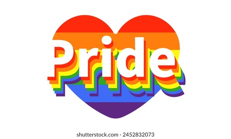 Pride Month with heart background at June LGBTQ Symbols, Human rights or diversity concept, Vector illustration EPS 10