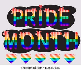 Pride month - inscription in rainbow letters, lgtb concept
