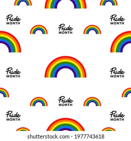 Pride Month at June 2021 LGBT  Symbols pattern with LGBT pride flag or Rainbow colors. LGBT designs isolated on white background, Vector illustration EPS 10