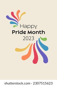 Pride Month June 2023, vector illustration in rainbow colors for LGBTQIA+ celebrations, diversity, equality, gay, lesbian, transgender, queer,  bisexual, transsexual, intersexual, asexual, poster