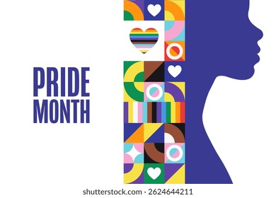 Pride Month. June. Holiday concept. Template for background, banner, card, poster with text. Vector EPS10 illustration