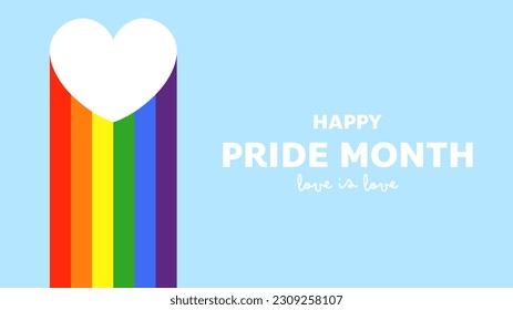 Pride Month at June LGBTQ Symbols with pride flag or rainbow colors, Human rights or diversity concept ,isolated on blue background, Vector illustration EPS 10