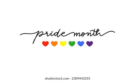 Pride Month at June ,Symbols with pride flag or rainbow colors, Human rights or diversity concept ,isolated on white background, Vector illustration EPS 10