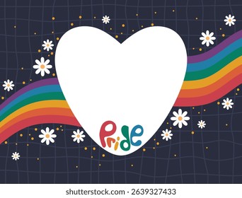 Pride Month Letter Frame with Flowers and Flags Illustration and Vector