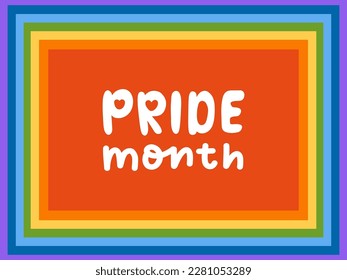 Pride Month Lettering with Rainbow Background