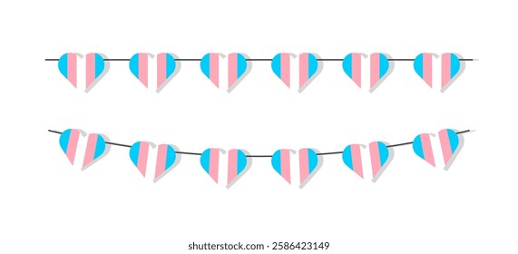 Pride month LGBT flags garlands with pennants. Vector buntings set. Footer and banner background