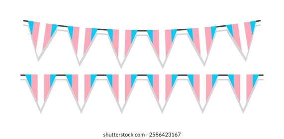 Pride month LGBT flags garlands with pennants. Vector buntings set. Footer and banner background