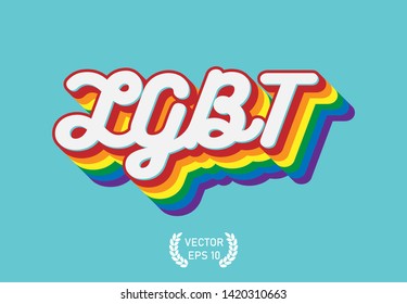 Pride Month, LGBT Text whith Rainbow Long Shadow