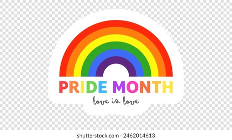 Mes del orgullo, bandera del orgullo LGBTQ+ en formato Vector. Bandera de arco iris, aislada sobre un fondo transparente , ilustración Vector EPS 10