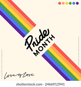 Pride month, LGBTQ+ flat style symbols with pride flags, gender signs, rainbow,LGBTQ pride community Symbols, Vector illustration EPS 10