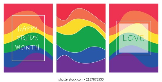 Pride Month Logo Card With Flag Background.Banner Rainbow Pride Symbol,LGBT,sexual Minorities,gays And Lesbians.Designer Sign,logo,icon.Vector Illustration.