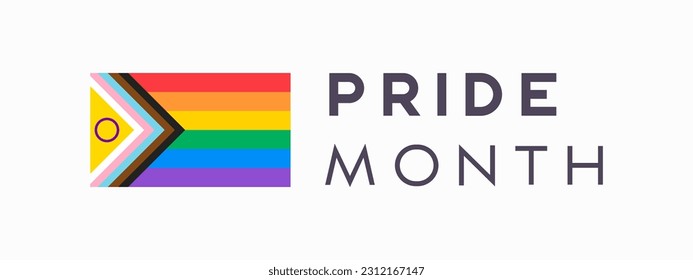 Pride month logo. Lgbt symbol. Rainbow flag. Colorful flat icon or emblem. Vector illustration