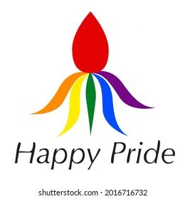 Pride of the month logo with a rainbow blooming flower. Abstraction of the beginning of the new and beautiful. A symbol of pride for LGBT people, sexual minorities, gays and lesbians. 