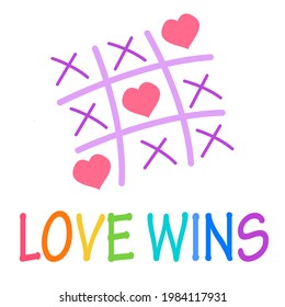 Pride month logo with rainbow flag. Pride symbol with heart, LGBT, sexual minorities, gays and lesbians. Love is love. Vector Illustration
