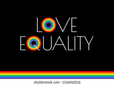 Pride Month Love And Equality Rainbow Flag Illustration - Vector Graphic For Pride Festival, March, Event Celebration Lesbian, Gay - Black Background