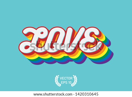 Pride Month, LOVE Text whith Rainbow Long Shadow