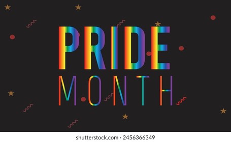 Pride Month observed every year in June. Template for background, banner, card, poster with text inscription.