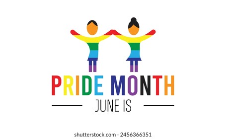 Pride Month observed every year in June. Template for background, banner, card, poster with text inscription.