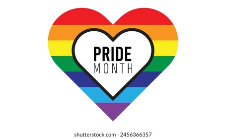 Pride Month observed every year in June. Template for background, banner, card, poster with text inscription.